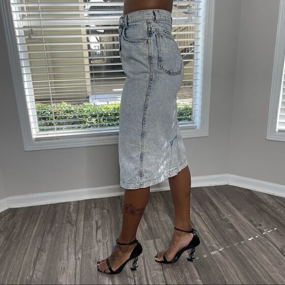 JORDACHE Vintage Acid Light Wash Denim Jean Pencil Skirt - Picture 8 of 14
